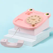 Téléphone Antique en bois, jouet de Simulation, jouet d'éducation précoce, élégant pour enfants, Simulation de téléphone rotatif, téléphone fixe pour bébé