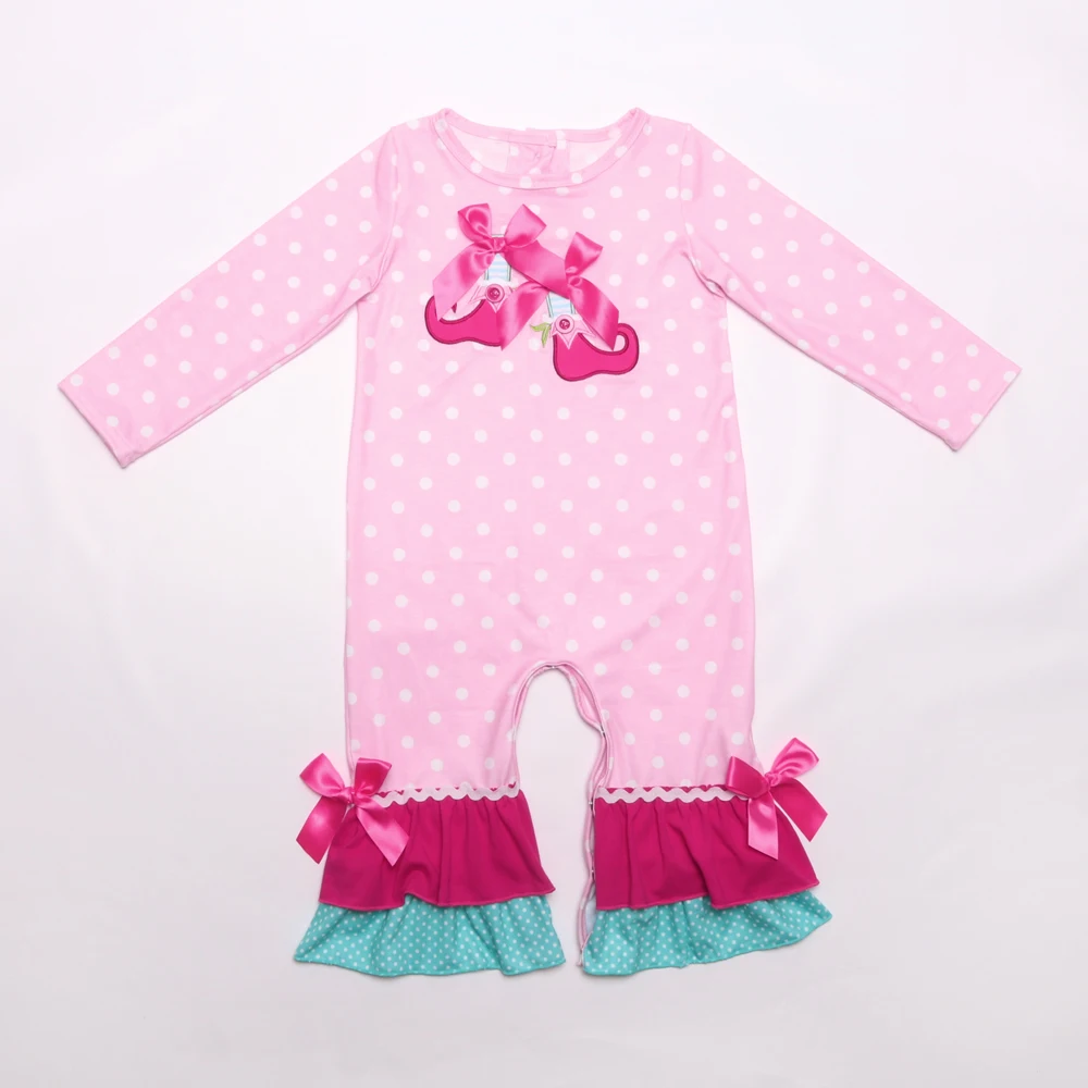 

2019 Christmas Day Girl Rompers Newborn Baby Knitted Cotton Ruffle Infant Jumpsuits Boutique Kids Clothing