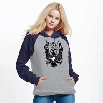 

Game of Thrones Women Hooded Sweatshirts King In The North Hoodies Female Outerwear Warm Casual Pullovers Stark Funny Streetwear