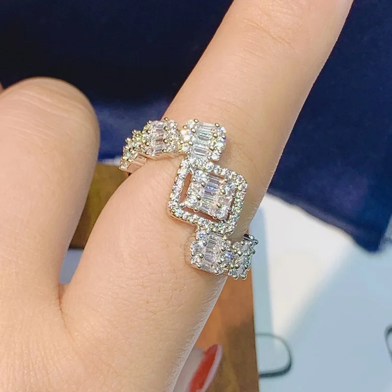 

EYER New Luxury Adjustable Ring For Women Wedding Full AAA Cubic Zircon Crystal CZ Free Size Dubai Bridal Party Jewelry Ring