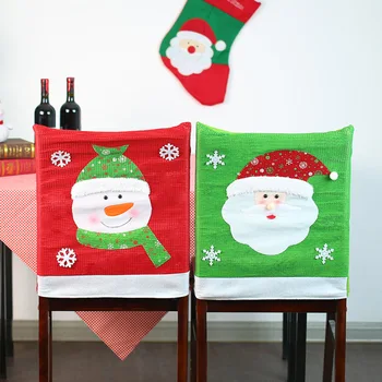 

New Christmas Table Decoration Three-dimensional Pattern Santa Claus Snowman Christmas Restaurant Chair Cover New