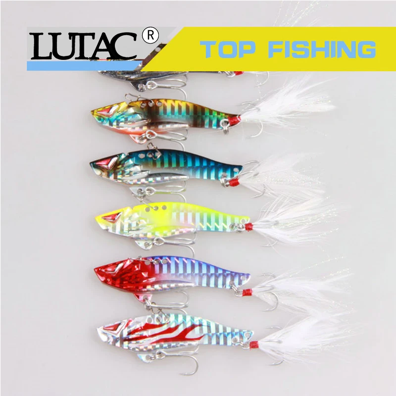 

6pcs mixed color fishing lures 2020 metal lure vibe sinking feather hook carp fishing baits bass lure artificial free shipping
