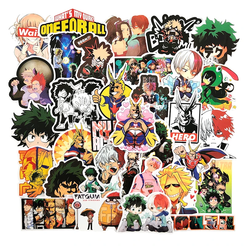 10/30/50 unids/pack anime japonés mi héroe Academia pegatinas nevera coche casco DIY caja de regalo bicicleta guitarra portátil Skate