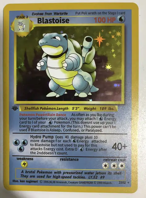 10PCS+1 1996 First Edition Pokemon Flash Cards Charizard Blastoise Venusaur Ninetales Mewtwo Zapdos Game Collection Cards 6