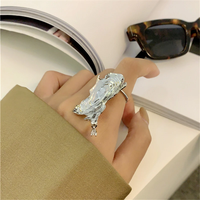 HUANZHI-2020-New-Trend-Personality-Geometry-Irregular-Water-Ripple-Texture-Folds-Ring-for-Women-Girls-Party
