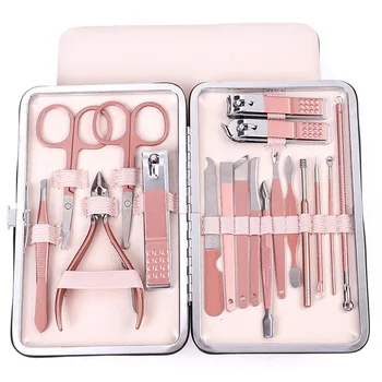 

12/18PCS Stainless steel Nail Clipper Set Rose Gold Manicure Kit Pedicure Nail Scissors Eagle hook pliers Nail Beauty Tools