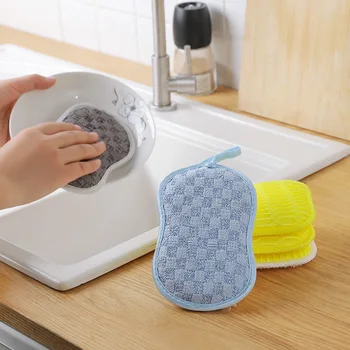 

Wash Dishes Scouring Sponge Brush a Bowl Useful Product Wipe Pot Block Kitchen Cleaning Decontamination Double-Sided Magic Magic