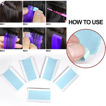 

6 Sheets 72pcs Hair Tape Adhesive Glue 4cm*0.8cm Double Side Tape Waterproof For Lace Wig Hair Extension Tool