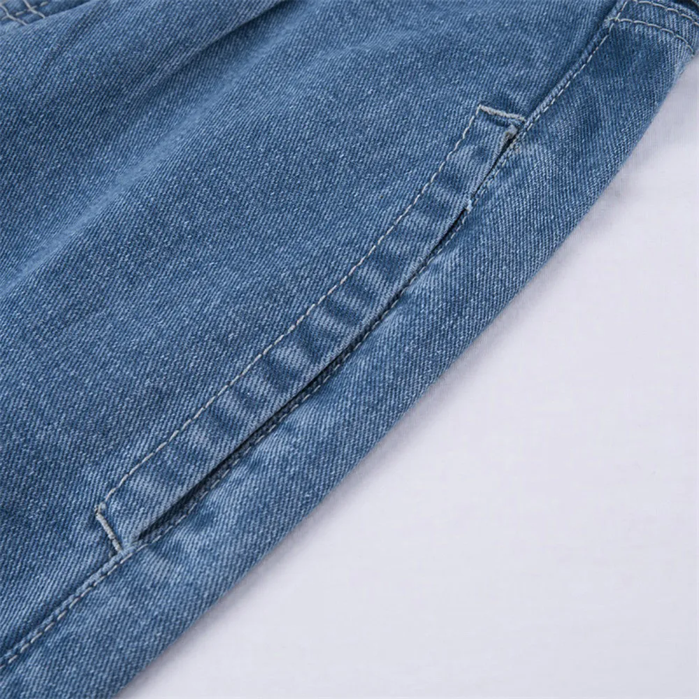 Плюс размер женские Кружева Высокая талия джинсы пояс шнуровка отделка тонкие джинсовые брюки сплошной цвет свободные заусенцы брюки# Y3