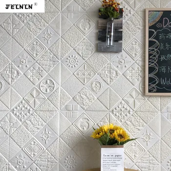 

Thick 3d wall stickers bedroom crash-proof self-adhesive wall waterproof net red live room Nordic style 3D foam wallpaper