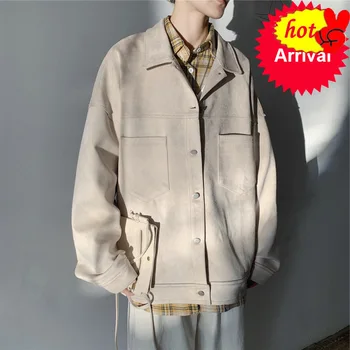 

Winter Autumn And New Youth Popular Lapel Tooling Jacket Fashion Casual Solid Color Loose Jacket Black Beige / Blue / Green