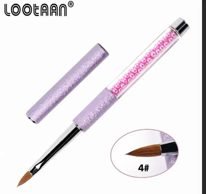 Lootaan1PC акриловая кисть для ногтей 10# овальная кусторезная кисть для дизайна ногтей колинская фиолетовая жемчужина для рисования ногтей - Цвет: size 4