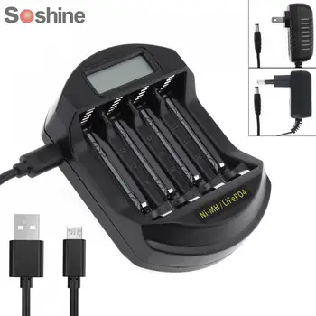 

Soshine LCD Display LifePO4 NI-MH 4 Slot Intelligent Battery Charger for 14500 /14400 / AA / AAA Battery
