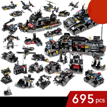

Variety of Optional Military Police Combat Command Car Fit Transformer Boy Building Blocks Enlightenment Education Toy Gifts