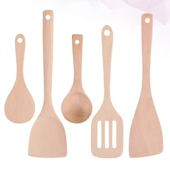 

1 Set of 5pcs Bamboo Utensils Spatula Cookware Set for Kitchen