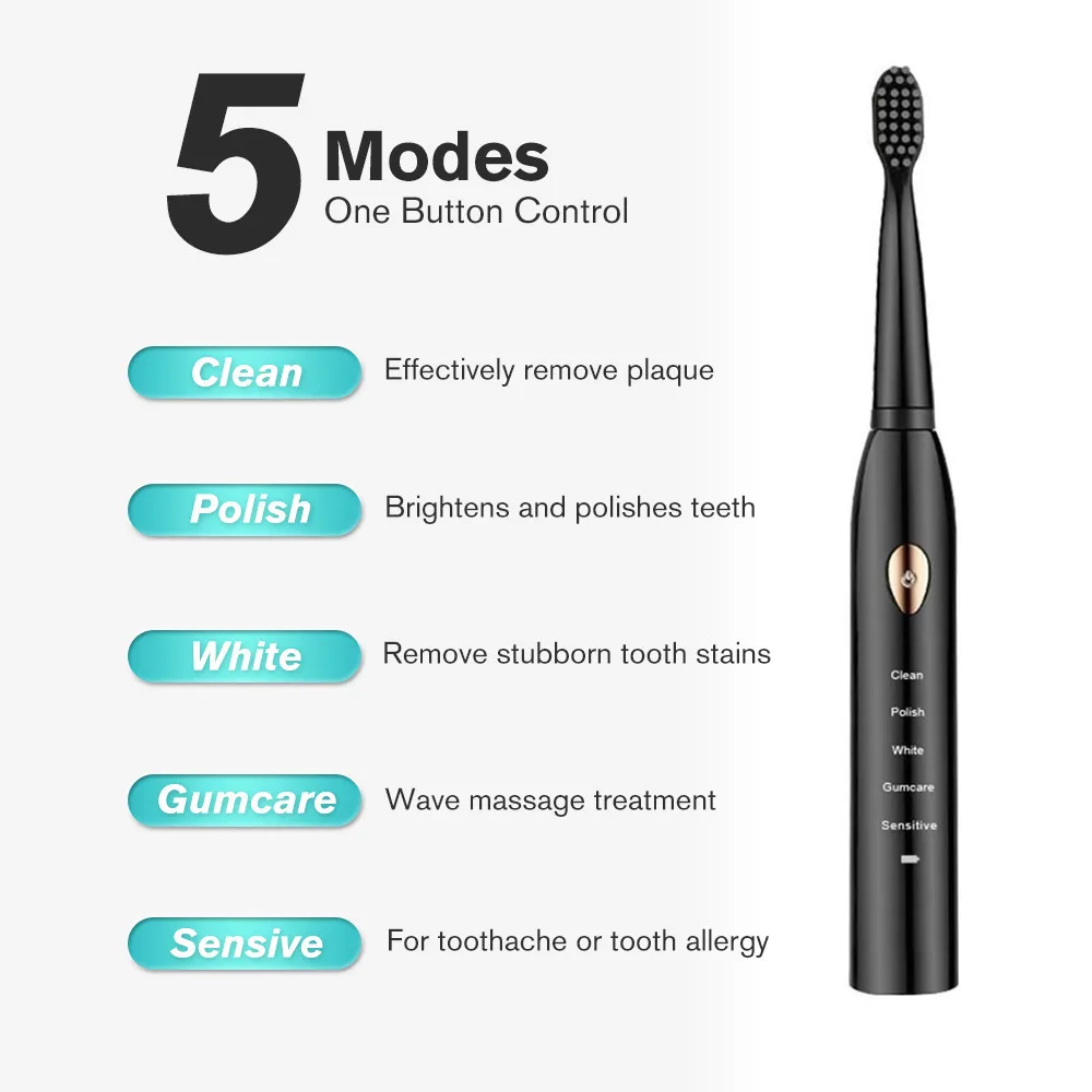 Electric Toothbrush for Men and Women Couple Houseehold Whitening IPX7 Waterproof Toothbrushes Ultrasonic Automatic Tooth Brush
