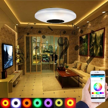 

Smart Modern LED Music Ceiling Light Lamp Fixture Bluetooth Speaker NEW