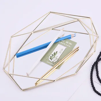 

Kitchen Hexagon Organizer Nordic Style Three-dimensional Holder Storage Tray Plate Iron Geometry Cosmetics Jewelry Desktop