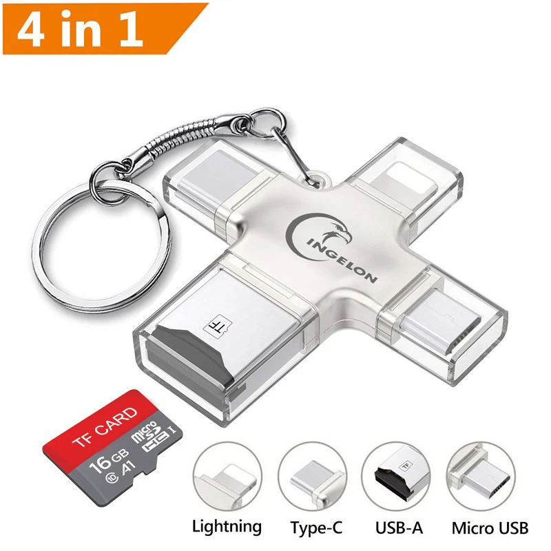 Ingelon SD кардридер адаптер карты Micro металлический USB microsdhc/sdxc Для xqd OTG usb для lightning