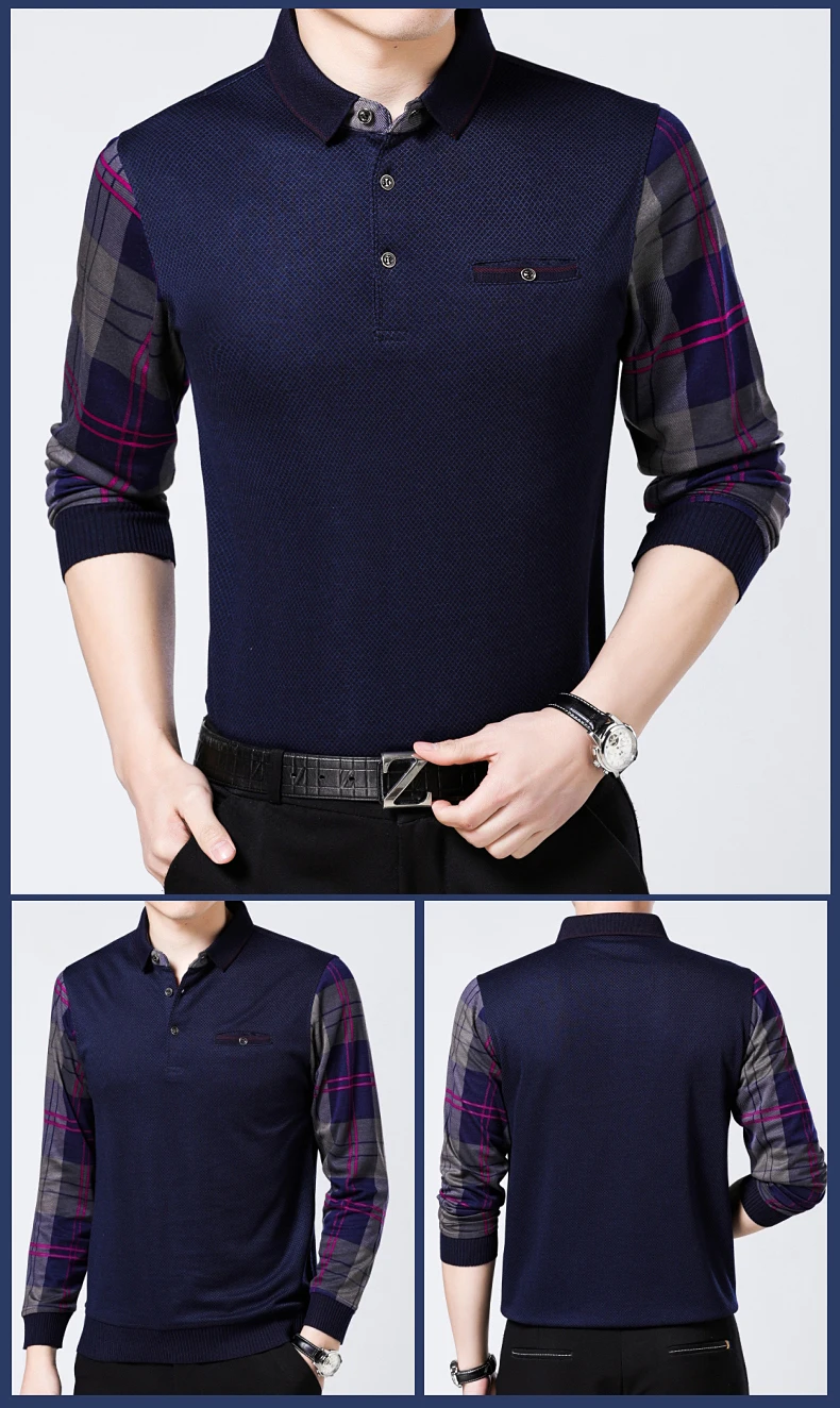 brand casual luxury fitness long sleeve polo shirt men poloshirt jersey plaid mens polos tee shirts dress fashions 02152