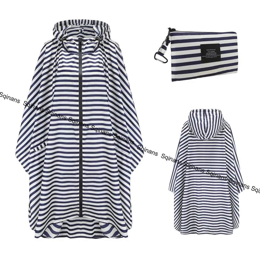 Blue Stripes Sqinans женский непромокаемый плащ, дождевик, пальто, портативный дождевик для пеших прогулок, женский плащ - Цвет: Blue Stripes