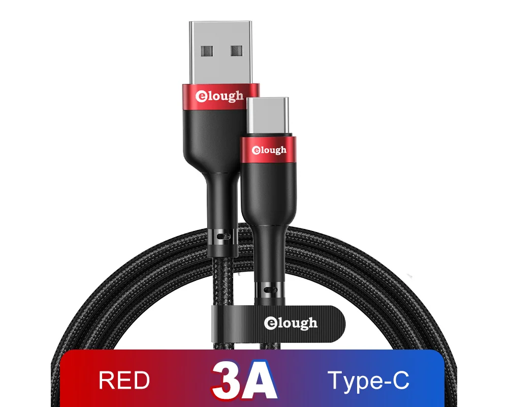 Elough USB Type C Cable 3A Fast Charging USB C Cable For Xiaomi Redmi Poco x3 Samsung S20 S21 Mobile Phone USB-C Type-C Cable 3m android charger type