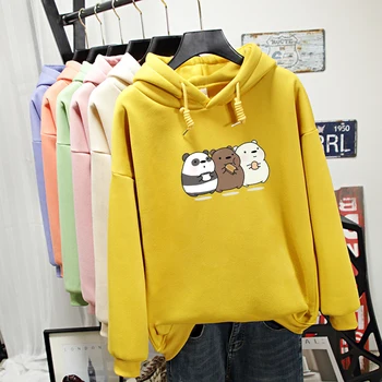 

Three Bears Cartoon Print Graphics Winter Harajuku Sweatshirt Streetwear Kpop Oversized Hoodie Women Kawaii Feminine Itself