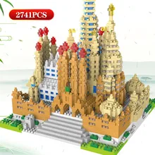 Лоз мини-блоки Всемирно известная архитектура Sagrada семья Алмазная церковная Модель Строительный блок кирпичи игрушка для детей