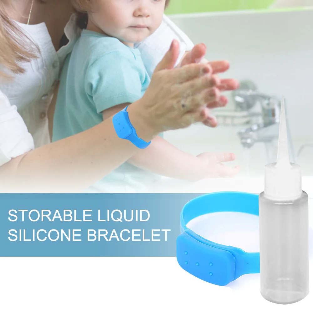 

Portable Sillicone Soap Bracelet Wristband Hand Sanitizer Dispenser Band Disinfectant Squeeze Refillable Empty Bottle for Travel