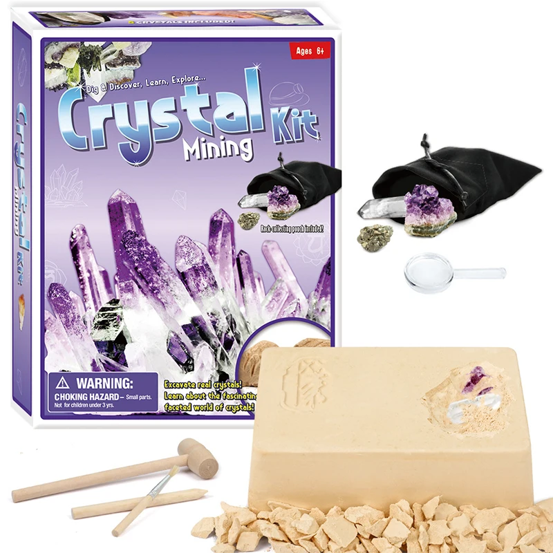 Kit de excavación arqueológica de cristal para niños, juguete de excavación de fósil de cristal, kit educativo de ensamblaje de manualidades, DIY