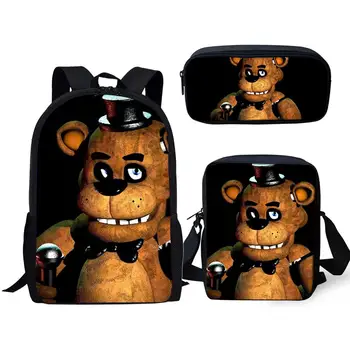 

New Style 3pcs/set Five Night At Freddy Kids Baby School Bags FNAF Cartoon Children Backpacks for Schoolbag Girls Boys Mochila