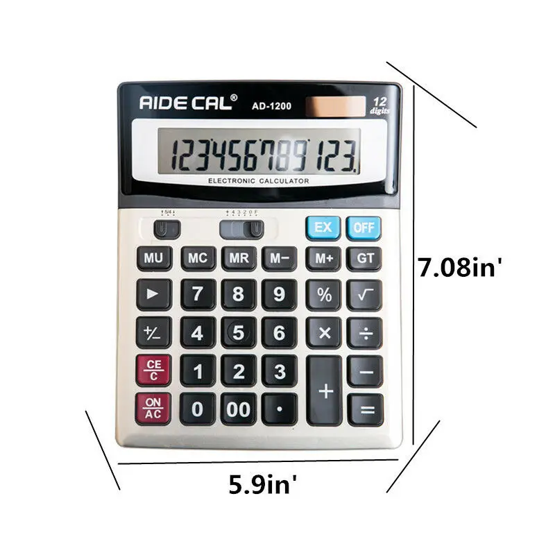 12 Digits Standard Office ,Solar, AA Battery Electronic Calculator Large, 1-Pack 12 Digits Standard Office ,Solar, AA Battery Electronic Calculator Large, 1-Pack
