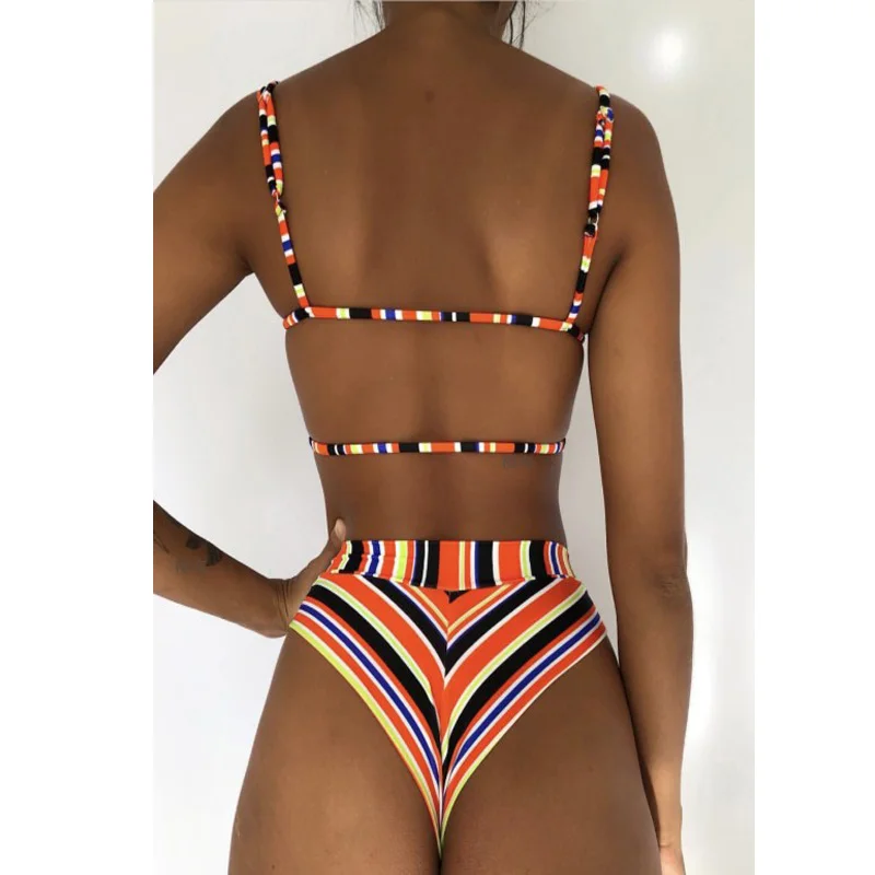 Two Piece Suits Female Bikini High Waist Swimwear 2019 New Bandeau Swimsuit Swimming For Women Bathing Mujer Print Swim Suit XL