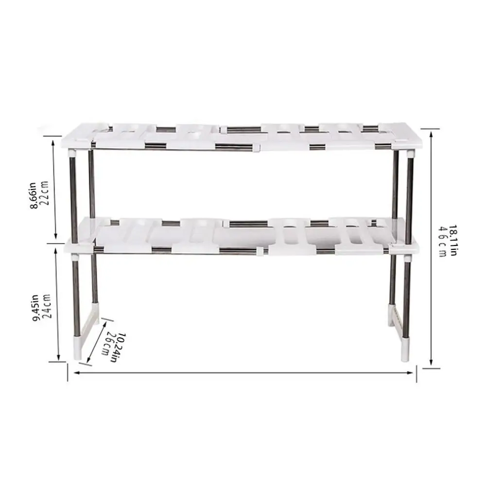 

Multifunctional Retractable Under Sink Storage Shelf Stainless Steel Plastic Kitchen Double Storage Rack&Shoe rack