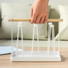 Вверх-вниз чашки держатель стойки металловые дренажные воды Стекло вешалка с деревянной ручкой 2019ing