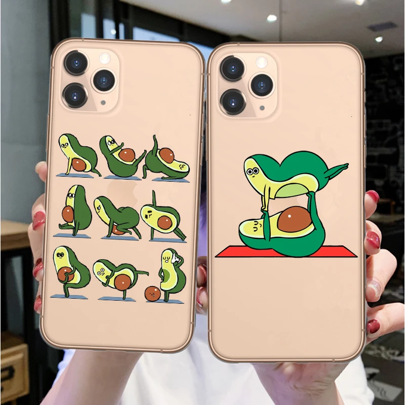 

Avocado Yoga Phone Cases For iPhones 11 Pro Max X XR XS Max 6 6s 7 8 Plus Tropical fruit Soft Silicone Case Capa For iPhones 11