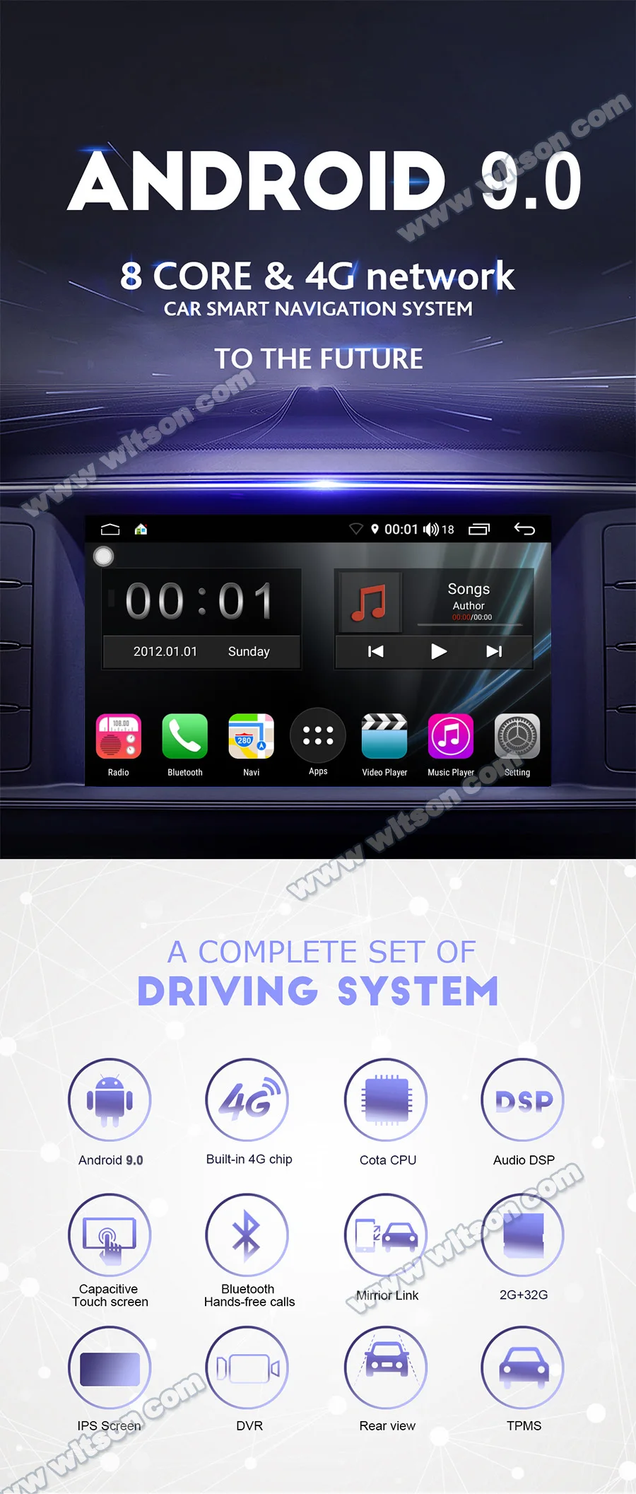 Perfect WITSON S300 Octa Core(eight core)  audio stereo PX5 Android 9.0 car dvd gps player For FIAT 500 CAR MULTIMEDIA PLAYER 4G RAM 3