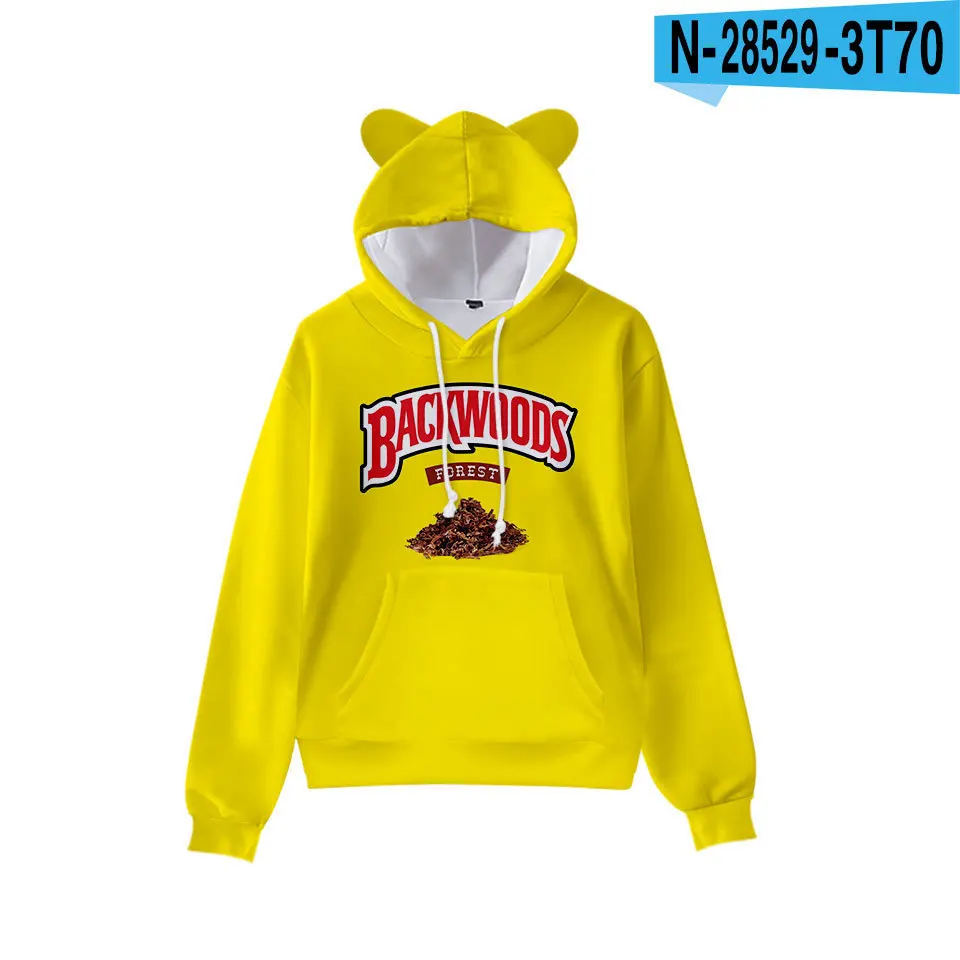 BACKWOODS CIGARS Boys Girls Hoodie Sweatshirts Cute Cat Ears Cap Harajuku 2T-16T Children Hoodie Sweatshirt Coats hoodie black kid Hoodies & Sweatshirts