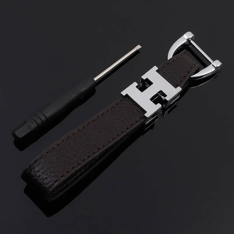

Coffee color H letter leather cowhide car key ring for Mercedes Audi Audi key ring chain pendant
