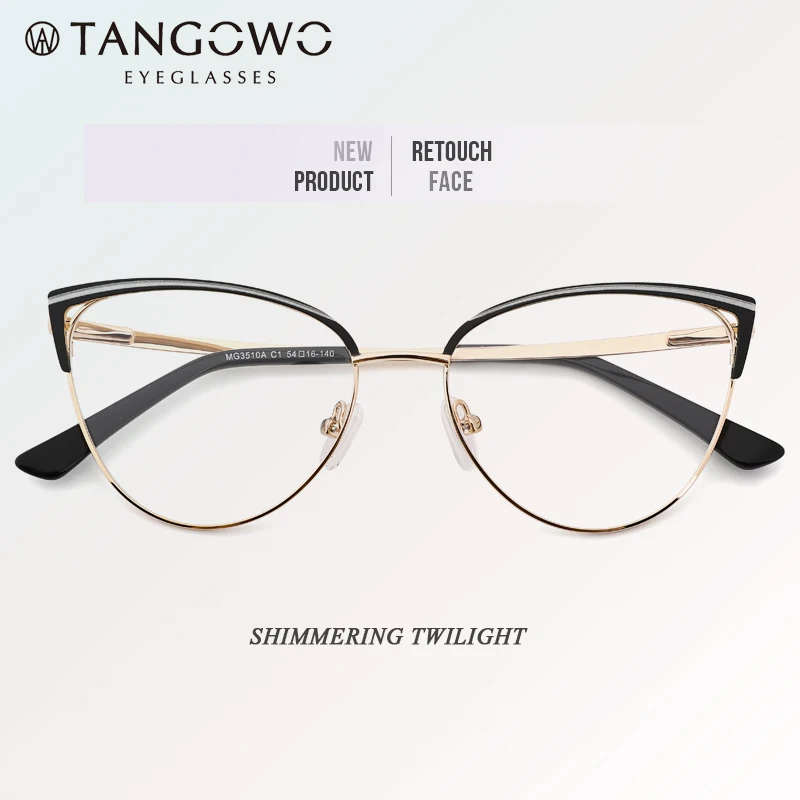 

TANGOWO Metal Glasses Frame Women Cat Eye Myopia Prescription Optical Frame 2020 Ladies Fashion Trending Eyewear