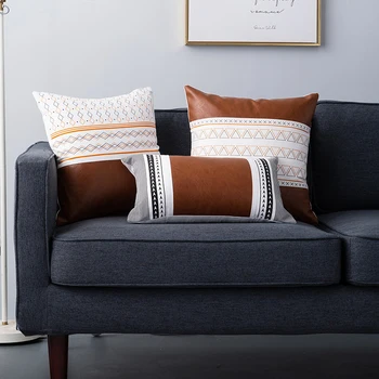 

Faux Leather Cotton Cushion Cover Diamond Geometric 45x45cm/30x50cm For Couch Bed Home decoration Pillow Cover Modern Design