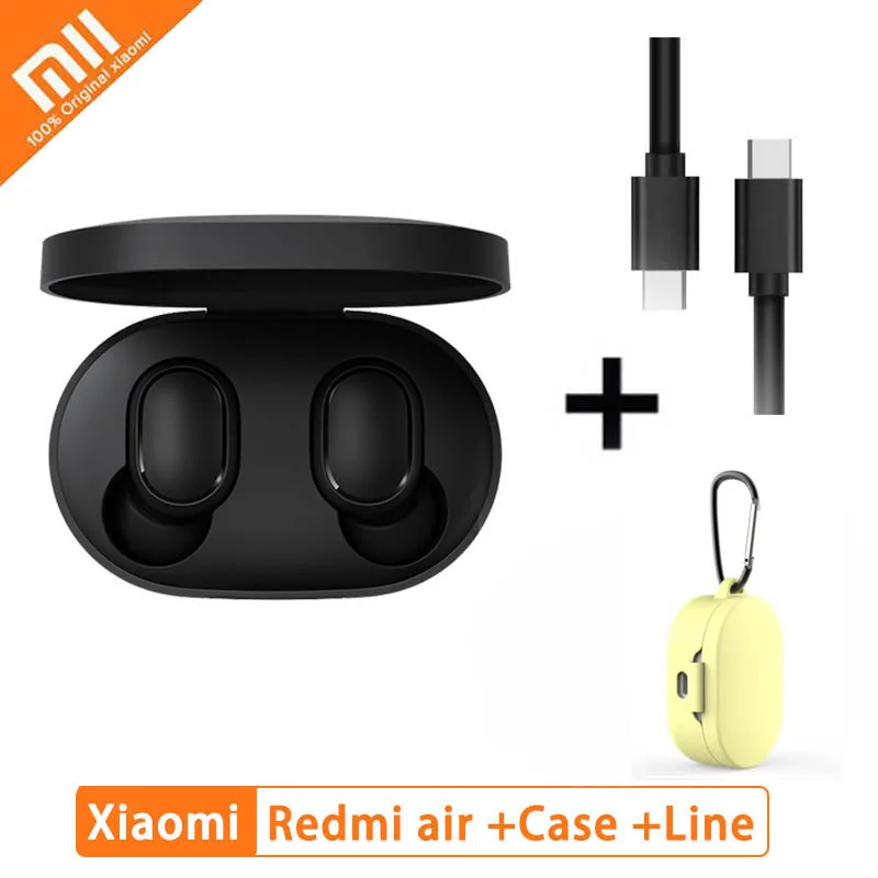 Xiaomi Redmi Airdots TWS беспроводные Bluetooth наушники BT 5,0 Голосовое управление с микрофоном Handsfree шумоподавляющие наушники - Цвет: GB yellowcase cable