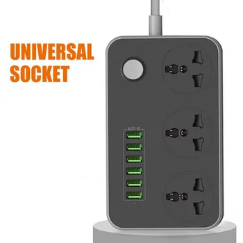

Power Strip with 3 socket and 6 USB Ports Universal Plug Socket Surge Protector Charging Station Power Cord