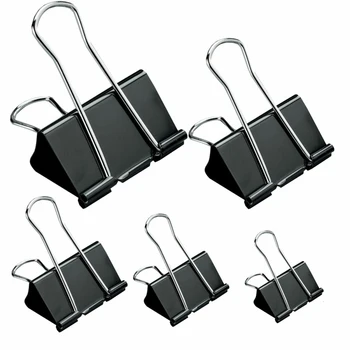 

10PCS metal Paper Clip Foldback Metal Binder Clips Black Grip Clamps Paper Document Office School Stationery