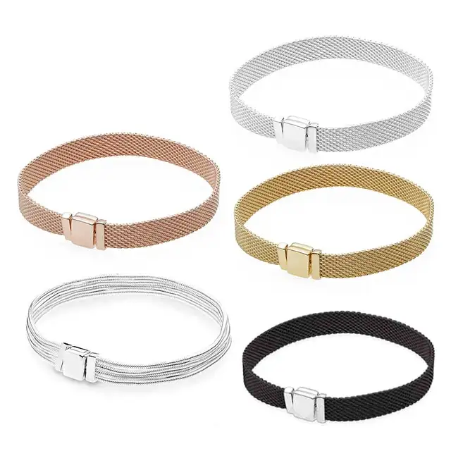 US $33.80 RLLEN Silver Original Bracelet Reflective Bracelet Jewelry Women Chain
