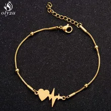 Poly2u змея из Нержавеющей Стали Цепочка медицинский браслет с сердцебиением для женщин ЭКГ браслеты и браслеты для девочек Рождественские ювелирные изделия pulseras