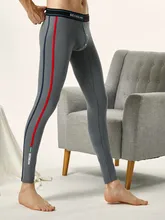  Men's Fashion Sexy Warm Long Johns Pure Color Side Stripes Thermal Bottoms Sexy Low Waist Tight Bulge Penis Comfortable Cotton 