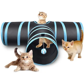 

Foldable Cats Play Tunnel 3 Holes Pet Cat Tunnel Toys Outdoor Pet Cats Training Toy Kitten Rabbit Funny Cat Tunnel House Toys