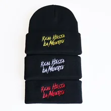 Супер звезда настоящий хаста La Muerte Beanies Новые повседневные мужские и женские вязаные зимние шляпы для мальчиков и девочек Skullies Вышивка Прямая