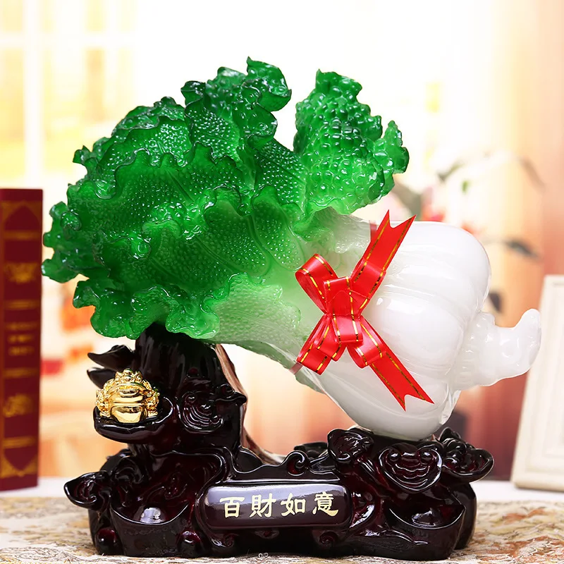

Factory Direct Selling Decoration Furnishings Fiscal Good Luck Resin Crafts Gift Home Living Room Decoration Lucky Jade Cabbage